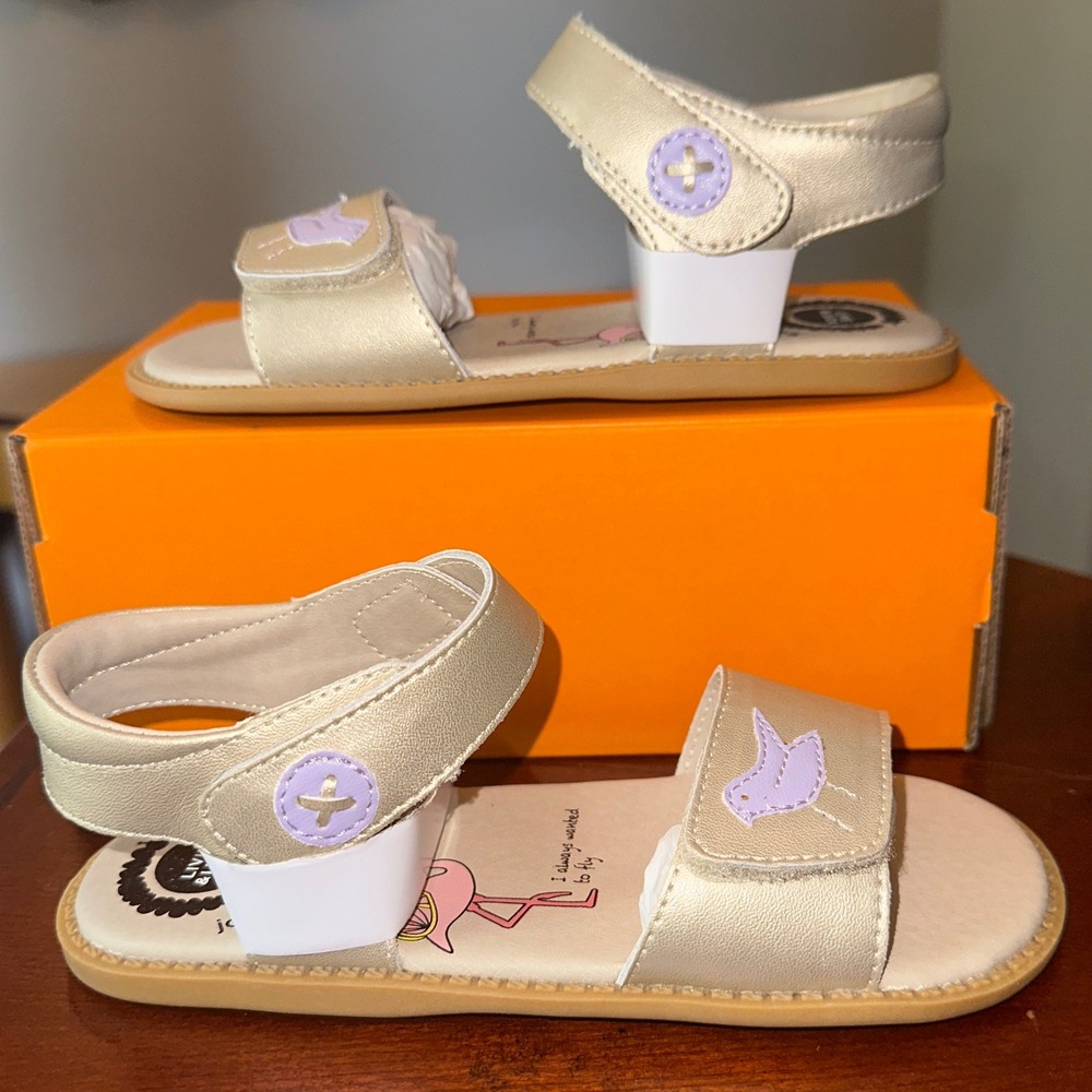 Livie & Luca Pio‎ Metallic Champagne Leather Sandals Girl Size 12 Toddler NIB - Picture 4 of 12